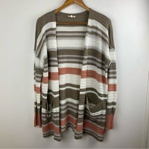 🦋Mystree Knit Striped Open Front Cardigan Multicolor Lightweight Knit Medium